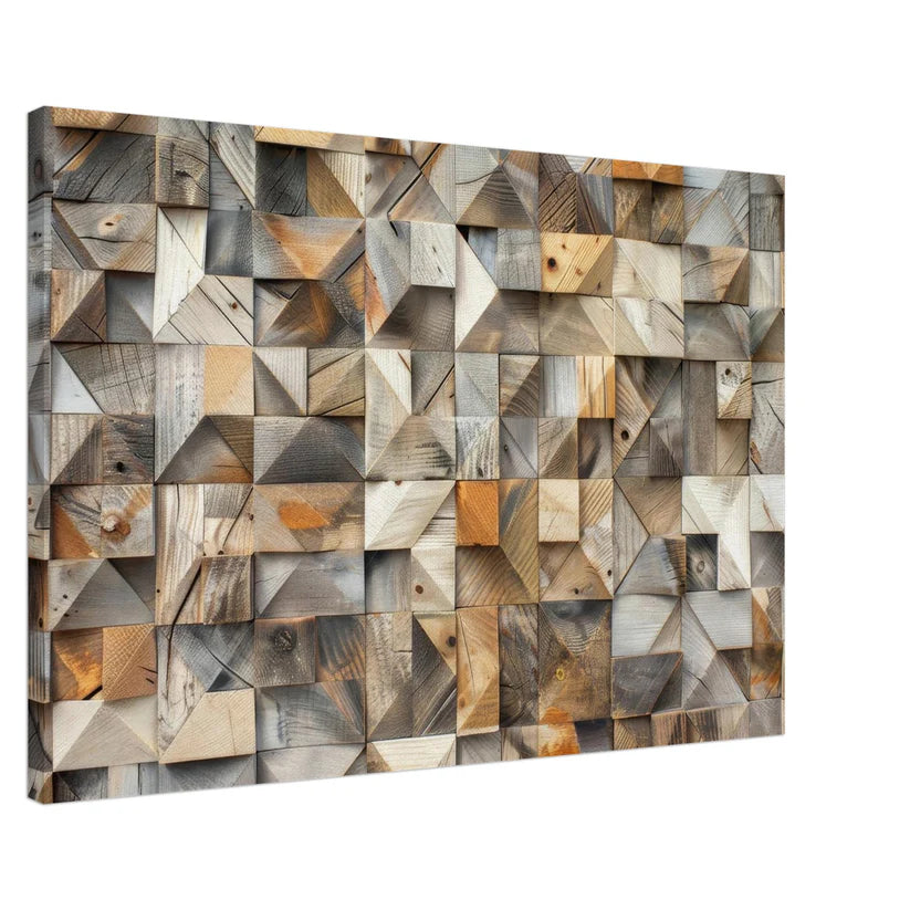 Mosaïque de bois – Toile texturée 3D géométrique