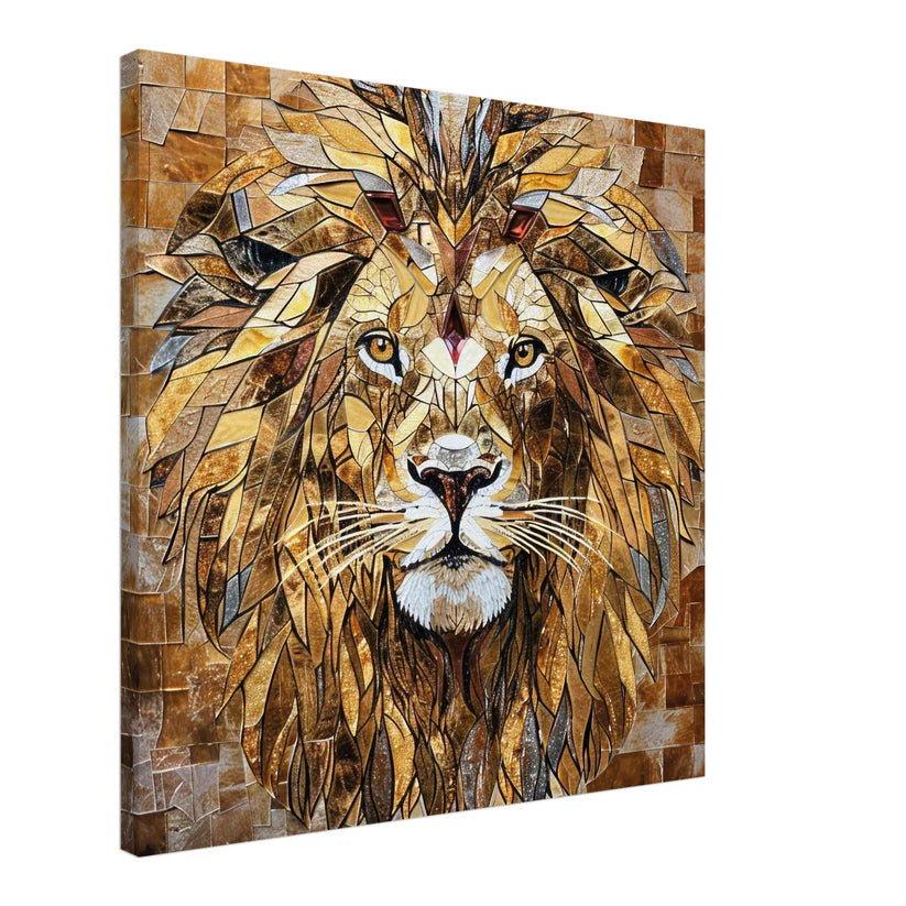 Golden Majesty: Leone in Mosaico d'Ambra e Oro