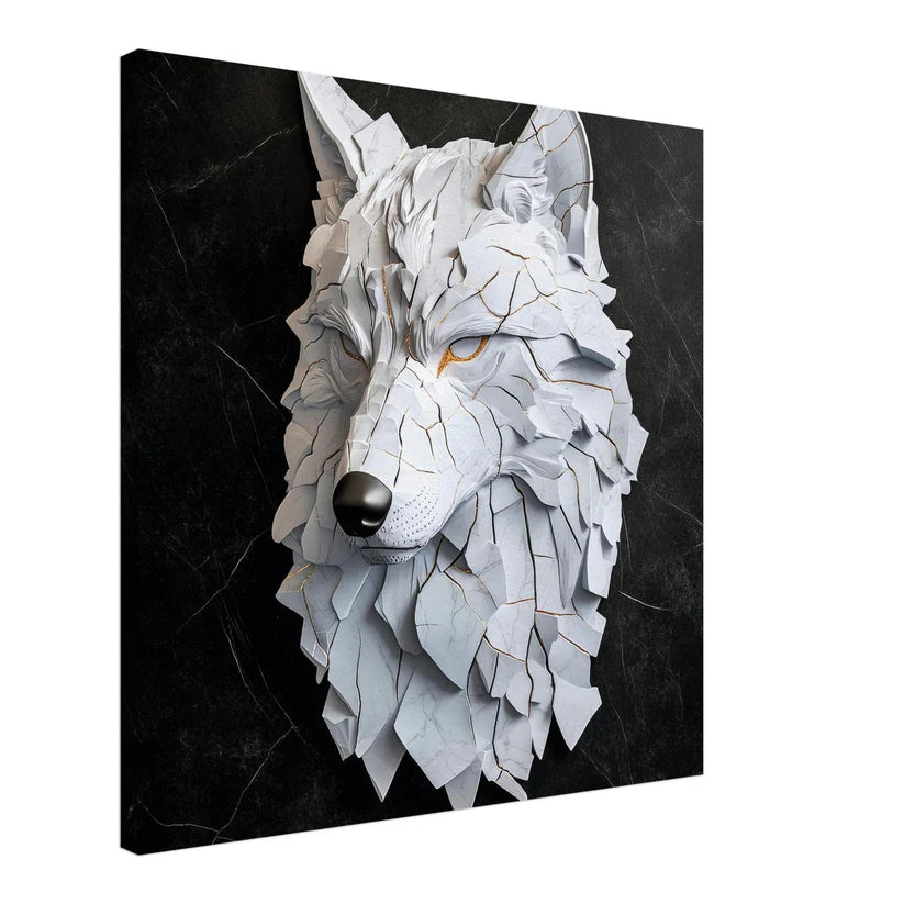 White Wolf Kintsugi: Lupo in Marmo e Oro