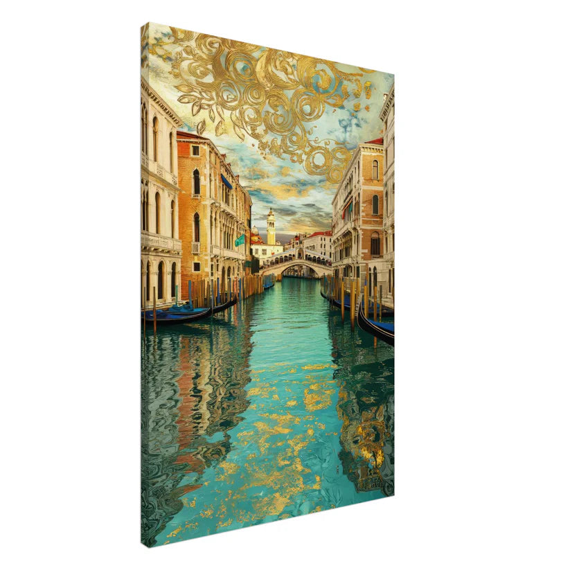 Venise Pont du Rialto Or et Turquoise - Reflets du Rialto