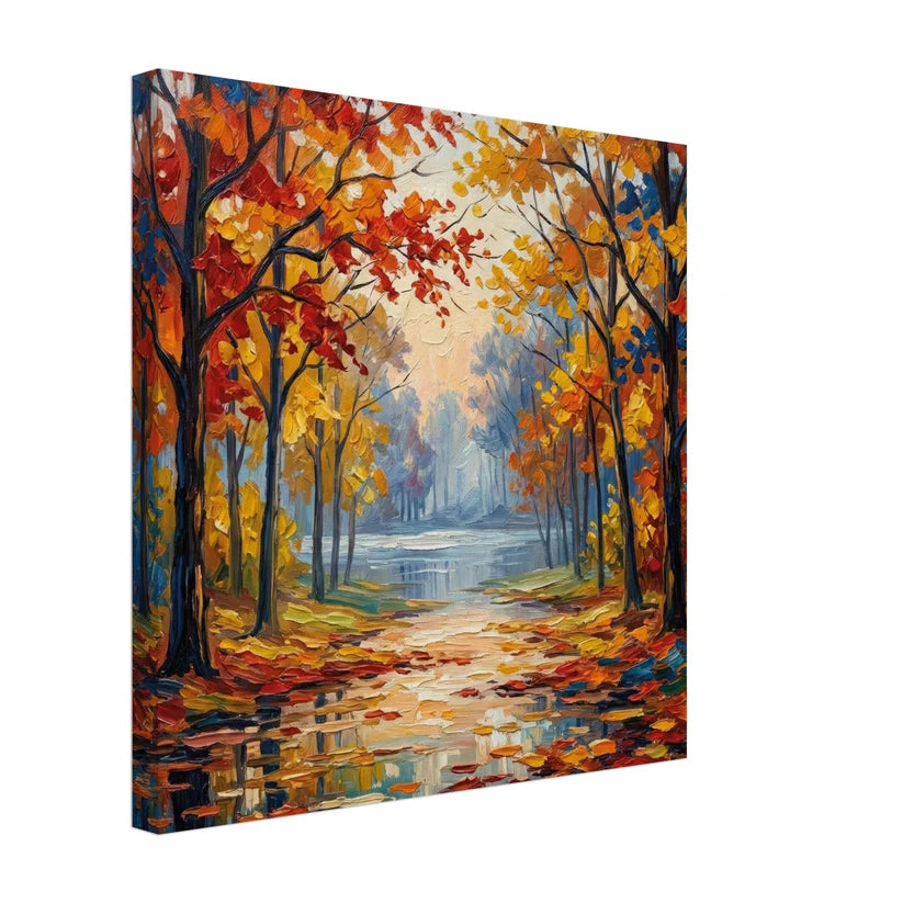Autumn Reflections: Bosco Astratto Impressionista