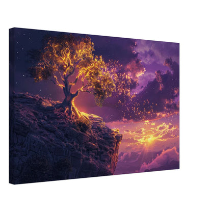 L'Albero di Luce – Tela Materica Onirica in Viola e Oro