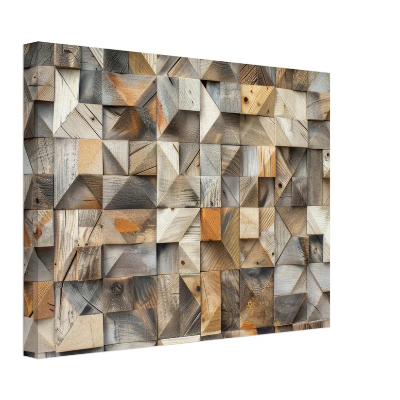 Mosaïque de bois – Toile texturée 3D géométrique