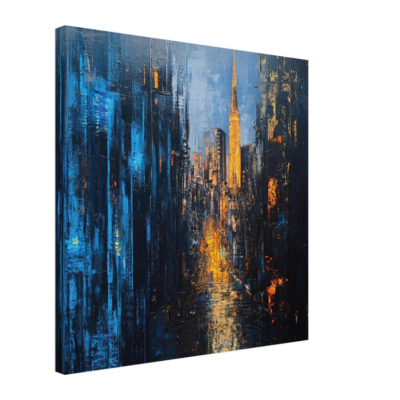 Midnight Metropolis: Skyline Astratto Blu e Oro