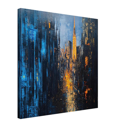 Midnight Metropolis: Skyline Astratto Blu e Oro