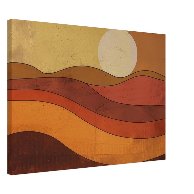 Sole Rosso - Arte Orientale Moderna con Dettagli Oro