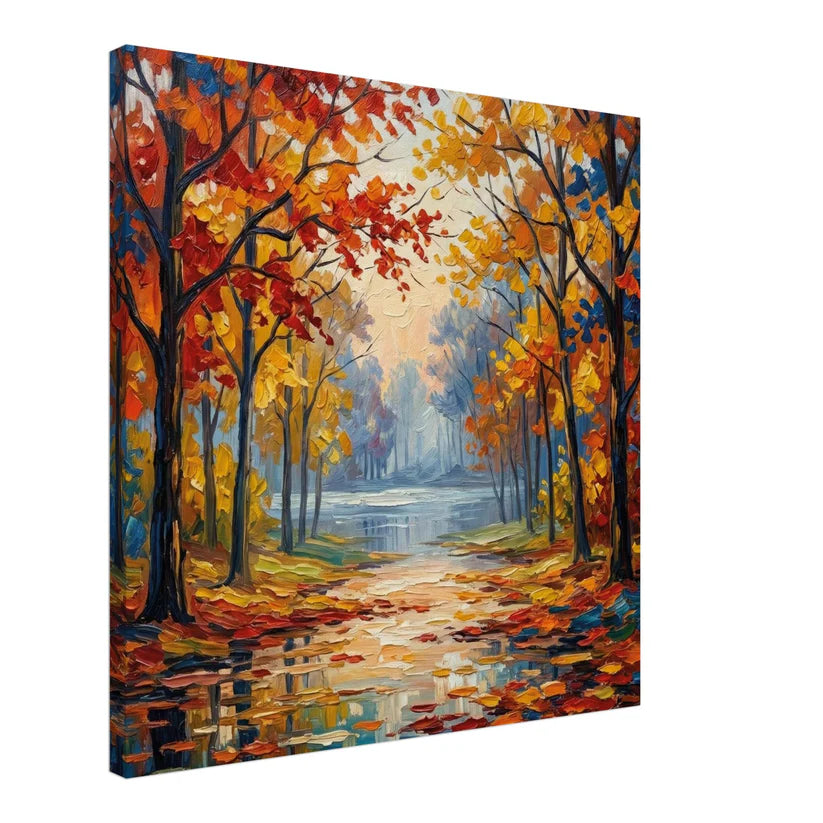 Autumn Reflections: Bosco Astratto Impressionista