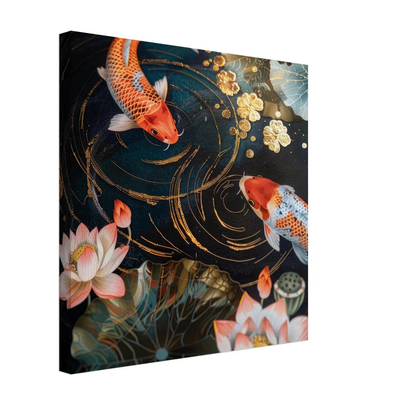 Zen Koi Pond: Carpe e Fiori di Loto con Dettagli Oro