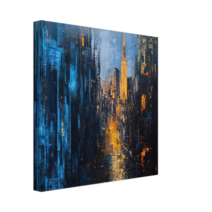 Midnight Metropolis: Skyline Astratto Blu e Oro