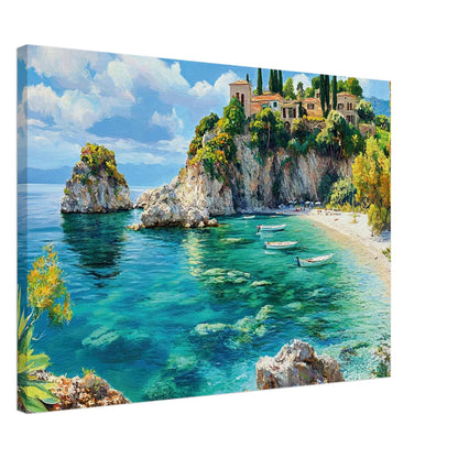 Baia del Sole - Paesaggio Costiero Materico su Tela