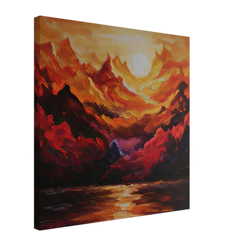 Sunset Peaks: Montagne Astratte Arancio e Rosso