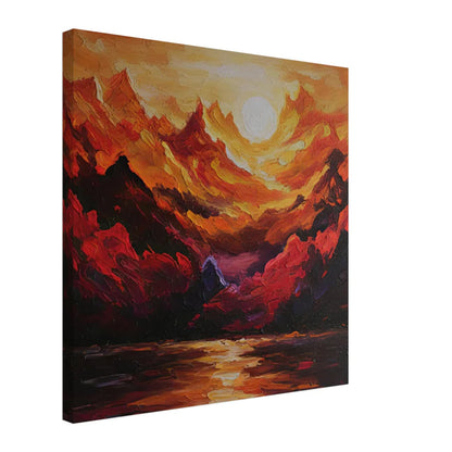 Sunset Peaks: Montagne Astratte Arancio e Rosso
