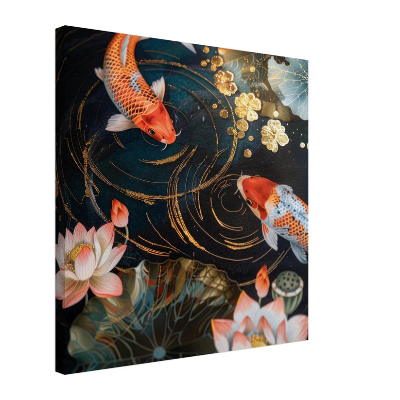 Zen Koi Pond: Carpe e Fiori di Loto con Dettagli Oro
