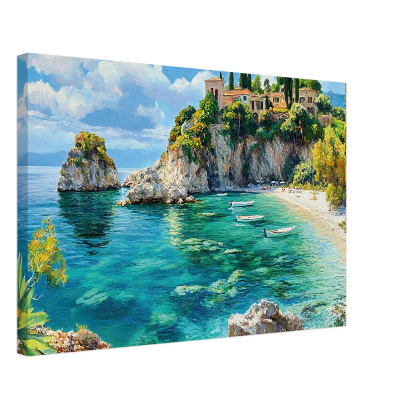 Baia del Sole - Paesaggio Costiero Materico su Tela