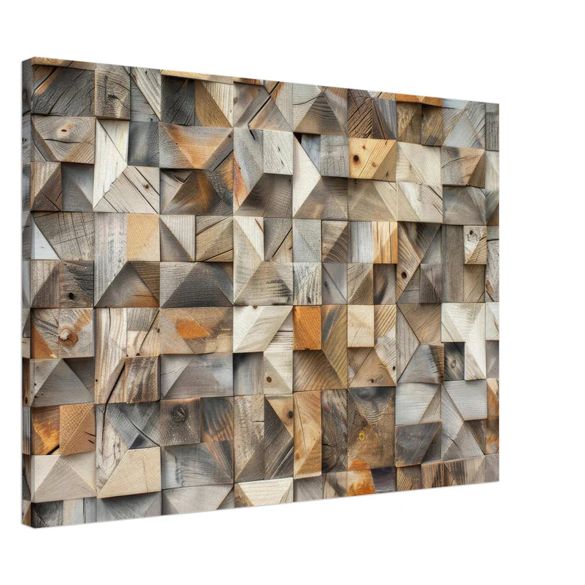 Mosaïque de bois – Toile texturée 3D géométrique