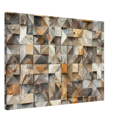 Mosaïque de bois – Toile texturée 3D géométrique