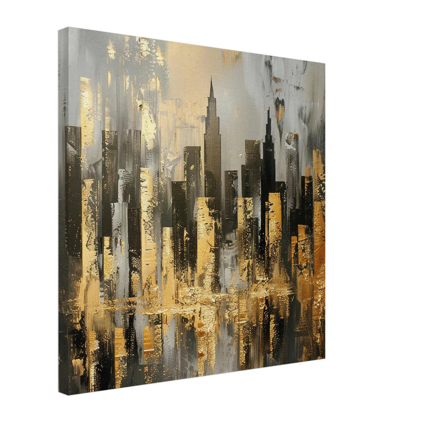 Golden Skyline : Manhattan Abstraite Or et Gris Texturé