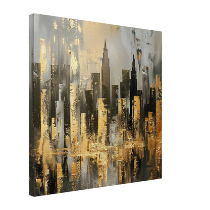 Golden Skyline : Manhattan Abstraite Or et Gris Texturé