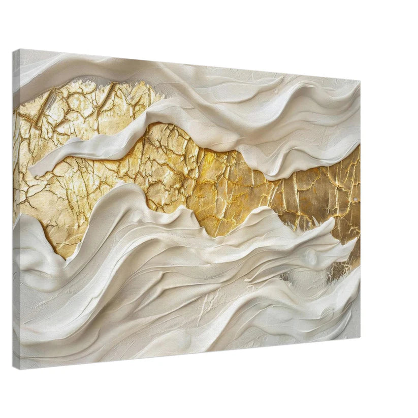 Seta e Oro - Tela Materica 3D Moderno Bianco e Oro