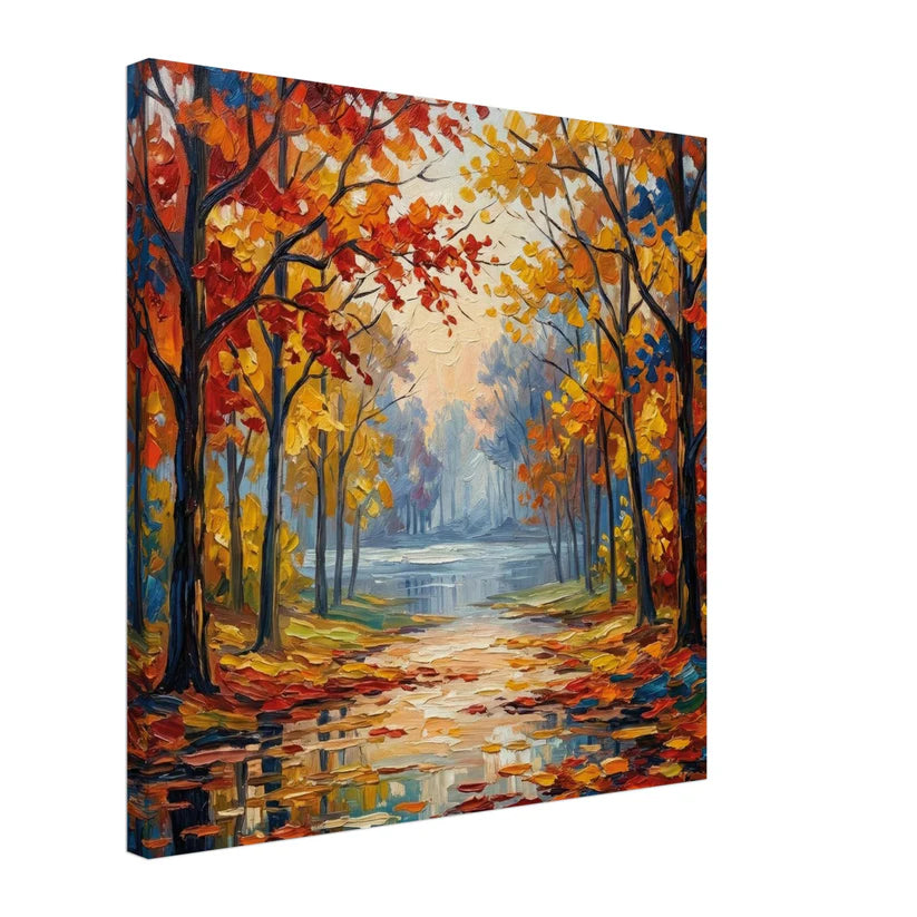 Autumn Reflections: Bosco Astratto Impressionista