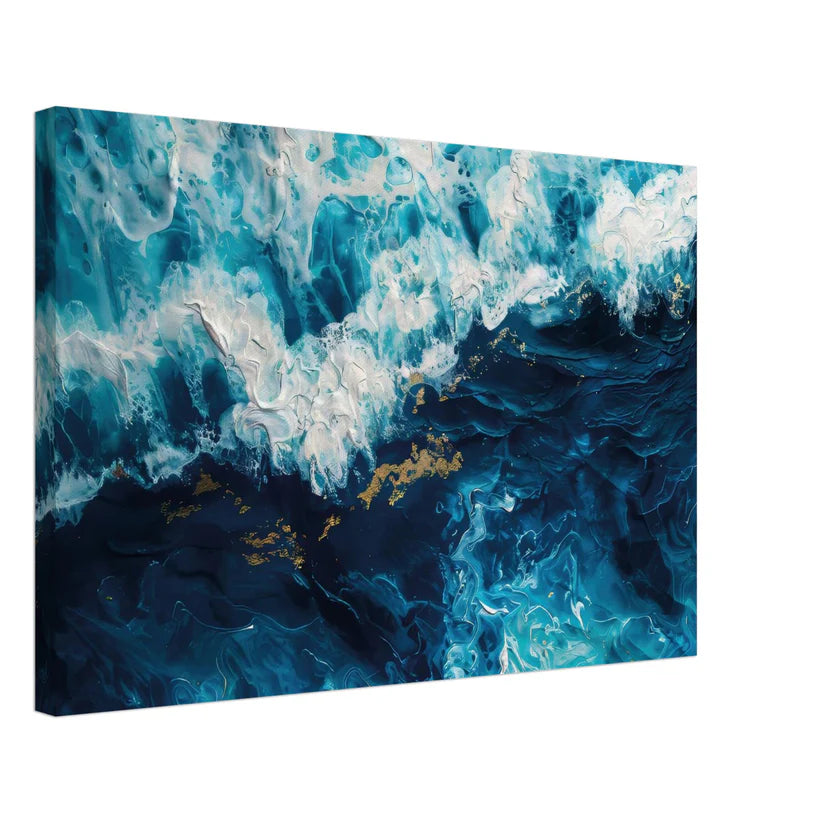Quadro Astratto Oceano Blu e Oro - Abisso Dorato