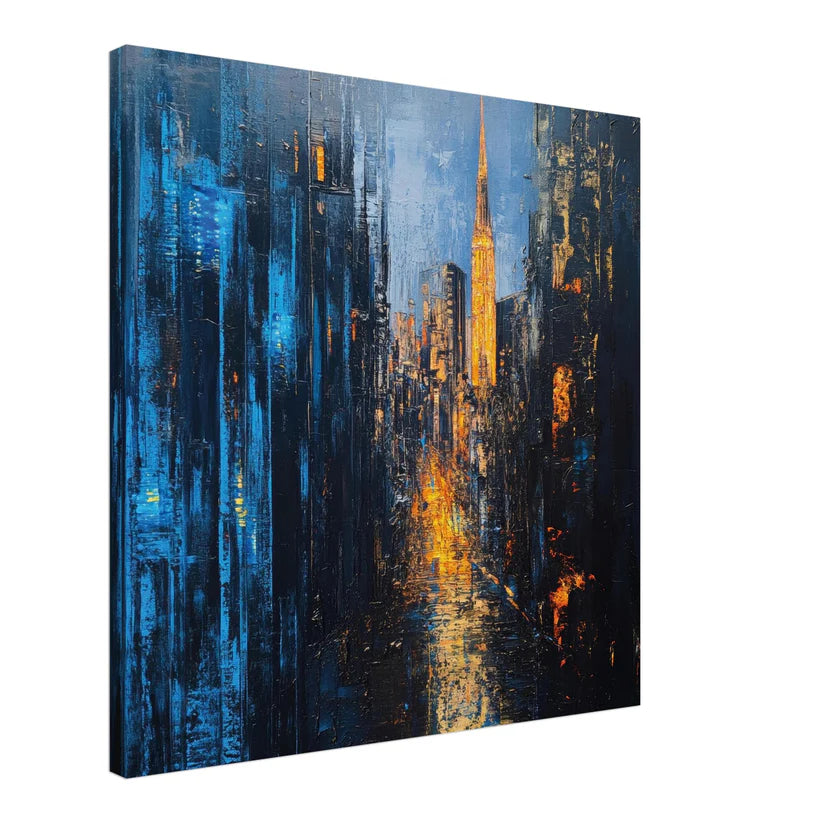Midnight Metropolis: Skyline Astratto Blu e Oro