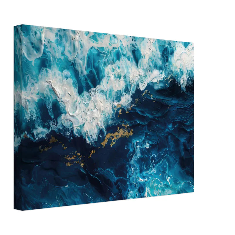 Quadro Astratto Oceano Blu e Oro - Abisso Dorato