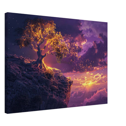 L'Albero di Luce – Tela Materica Onirica in Viola e Oro