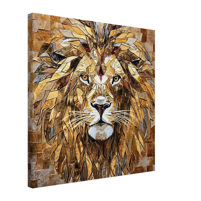 Golden Majesty: Leone in Mosaico d'Ambra e Oro