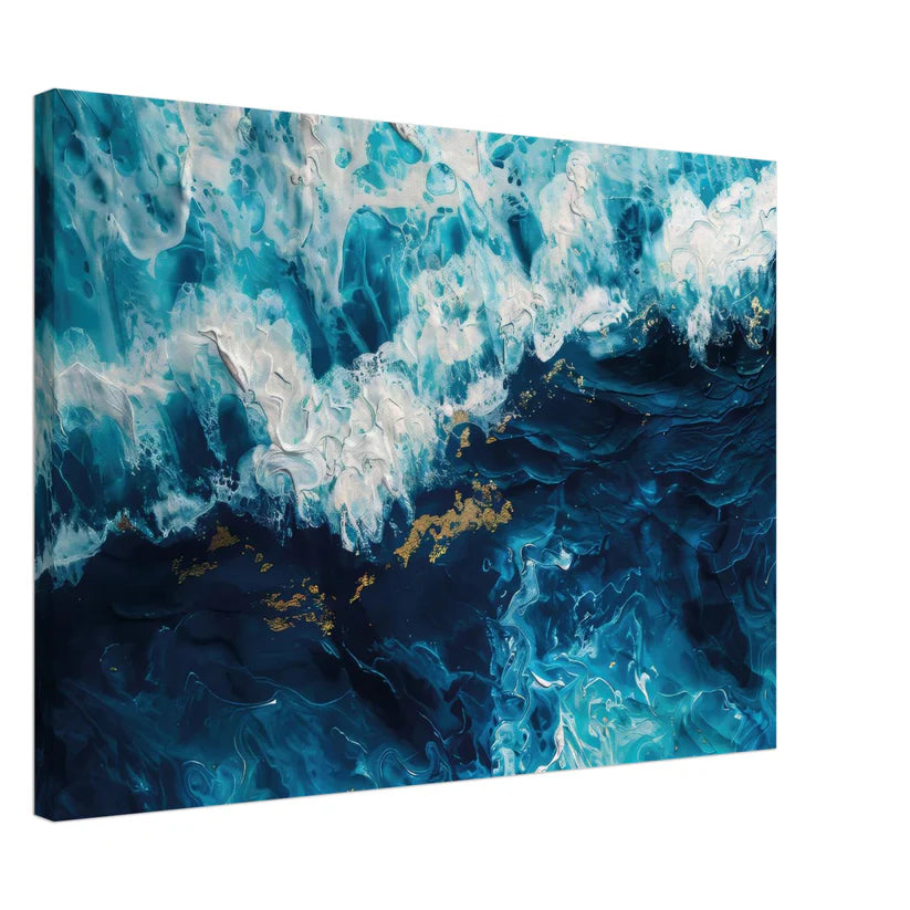 Quadro Astratto Oceano Blu e Oro - Abisso Dorato