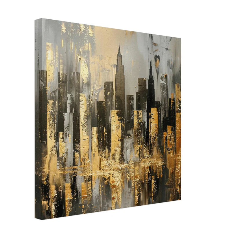 Golden Skyline : Manhattan Abstraite Or et Gris Texturé