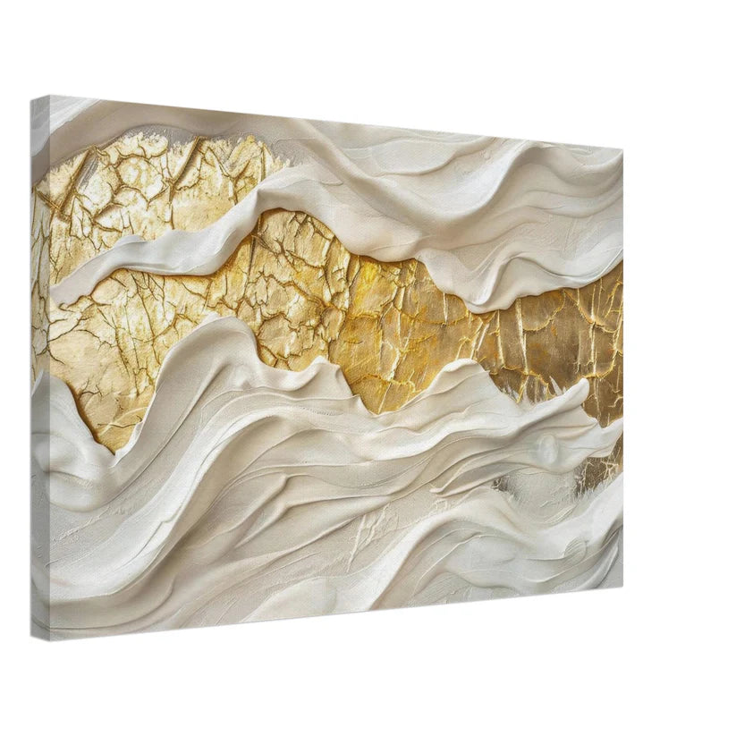 Seta e Oro - Tela Materica 3D Moderno Bianco e Oro