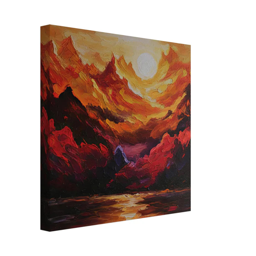 Sunset Peaks: Montagne Astratte Arancio e Rosso