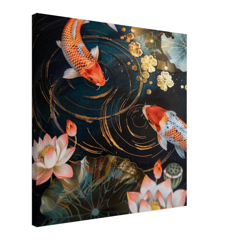Zen Koi Pond: Carpe e Fiori di Loto con Dettagli Oro