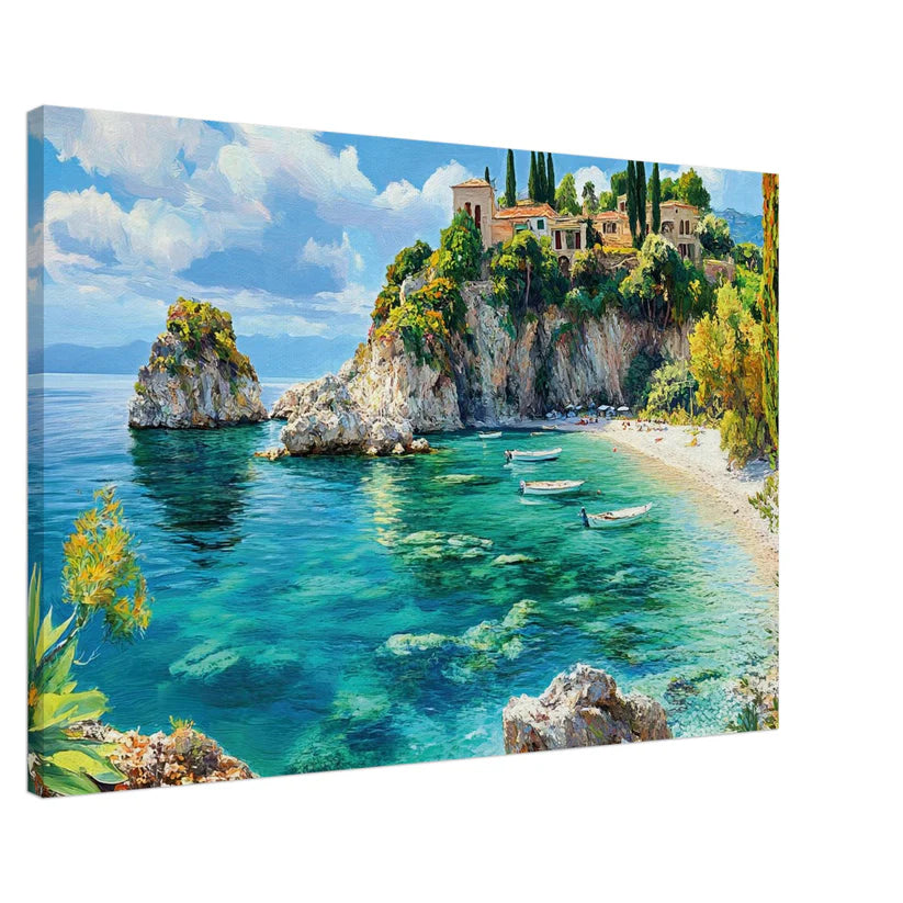 Baia del Sole - Paesaggio Costiero Materico su Tela