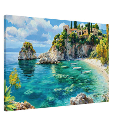 Baia del Sole - Paesaggio Costiero Materico su Tela
