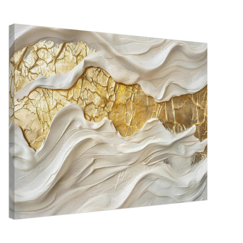 Seta e Oro - Tela Materica 3D Moderno Bianco e Oro