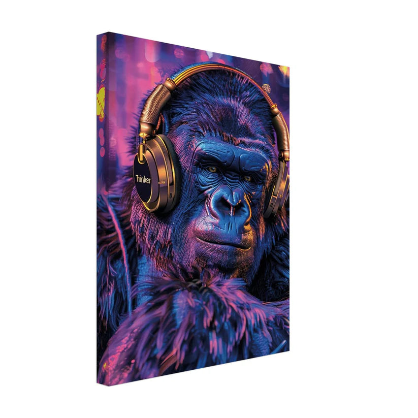 Urban Beats – Gorilla Pop Art con Cuffie Gold & Neon