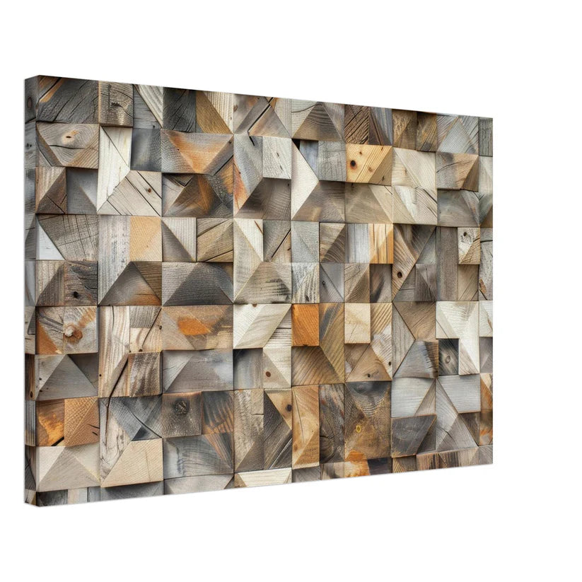 Mosaïque de bois – Toile texturée 3D géométrique
