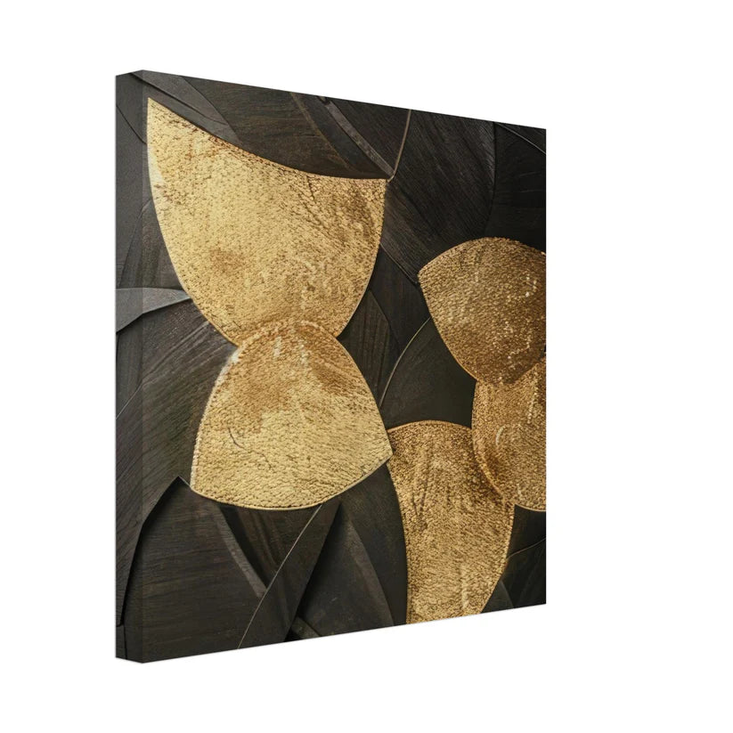 Dark Petals: Astratto Materico Ebano e Foglia d'Oro