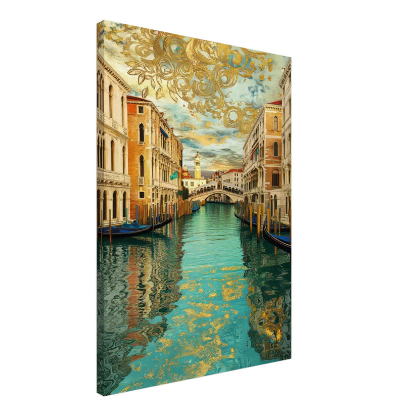 Venise Pont du Rialto Or et Turquoise - Reflets du Rialto