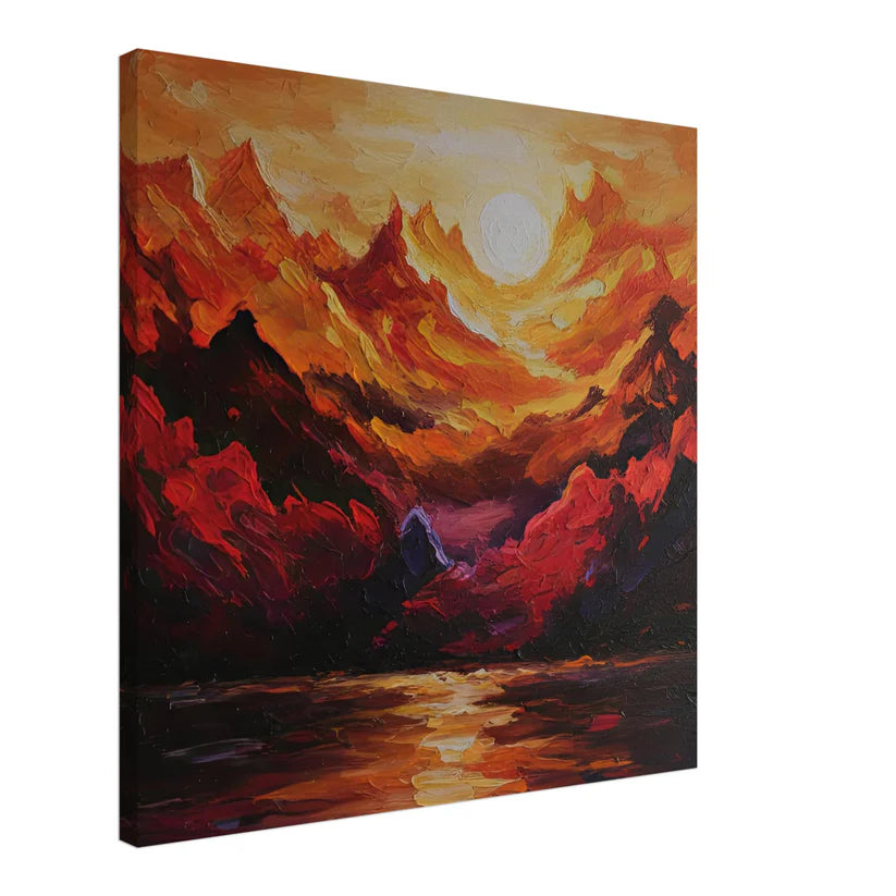 Sunset Peaks: Montagne Astratte Arancio e Rosso
