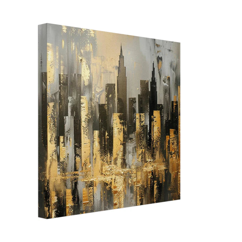 Golden Skyline : Manhattan Abstraite Or et Gris Texturé