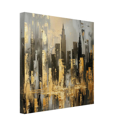 Golden Skyline : Manhattan Abstraite Or et Gris Texturé