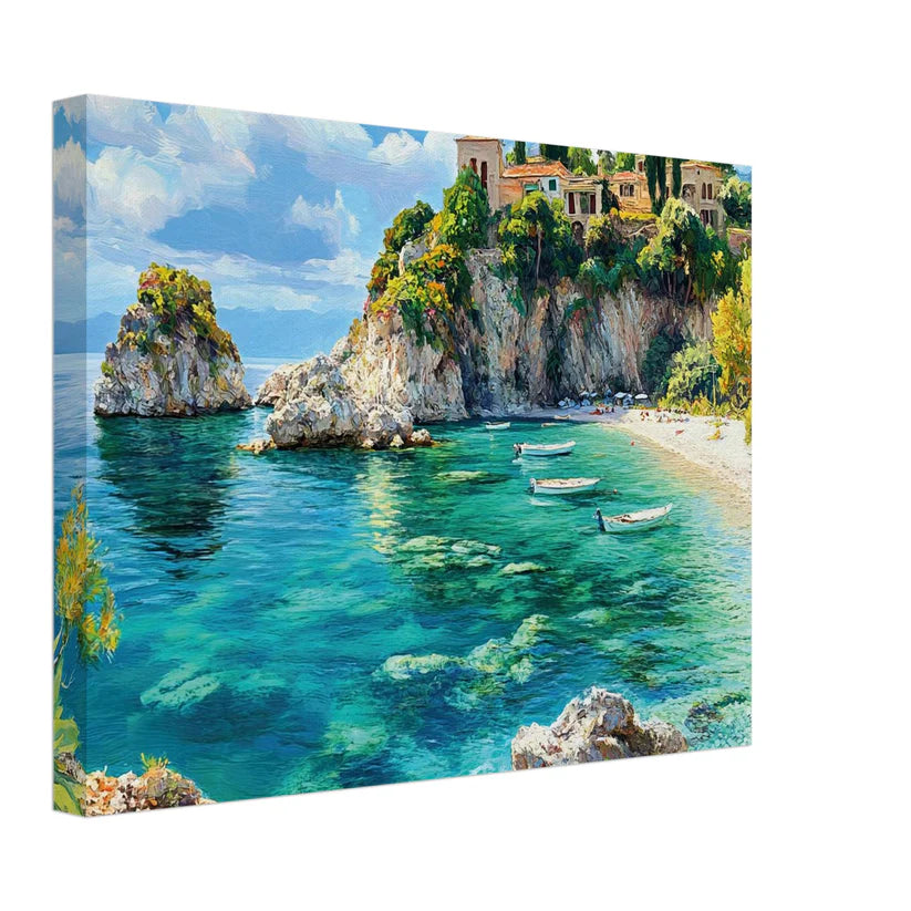 Baia del Sole - Paesaggio Costiero Materico su Tela