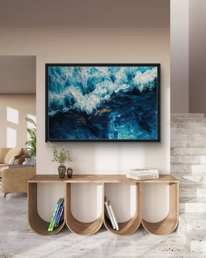 Quadro Astratto Oceano Blu e Oro - Abisso Dorato